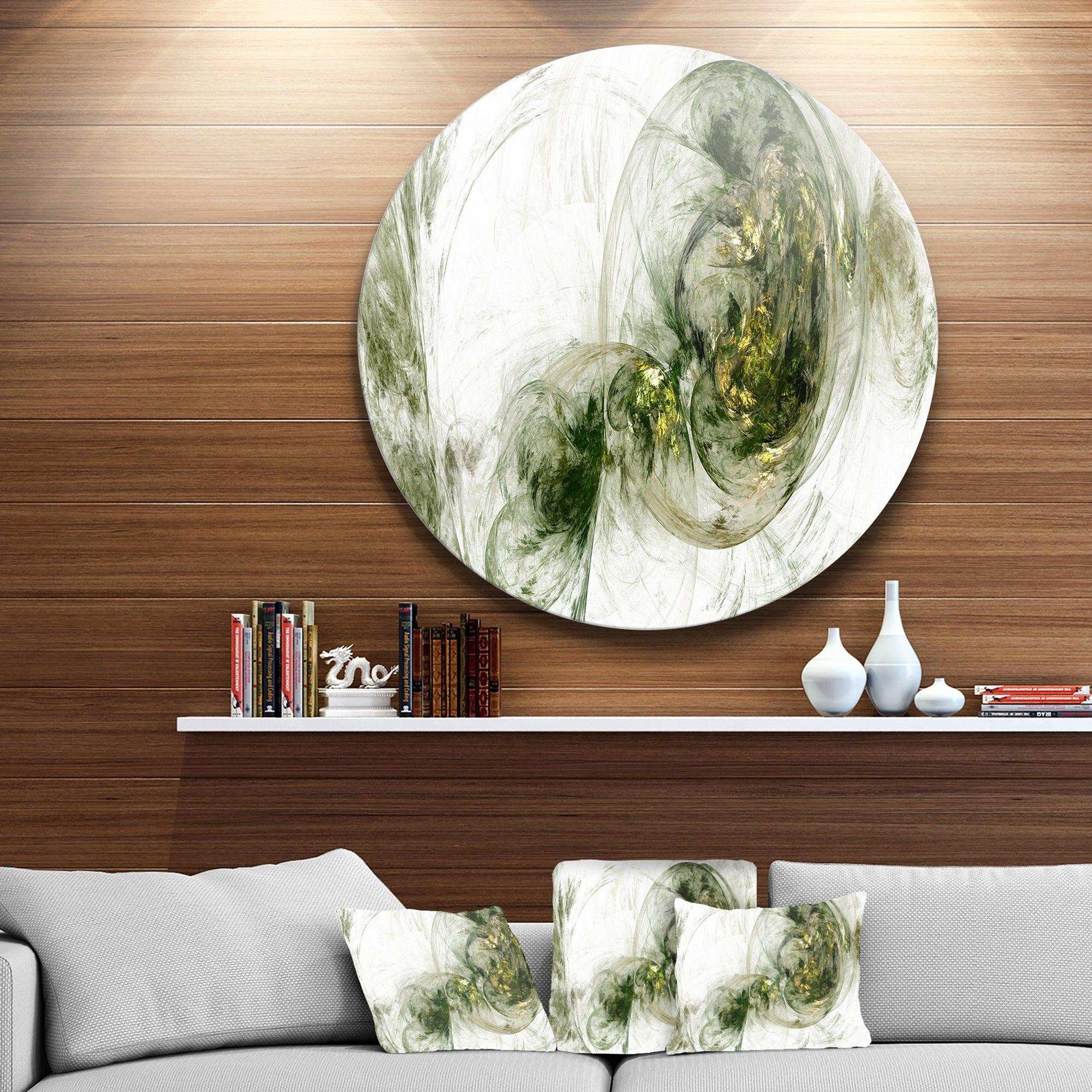 Colored Smoke Green - Abstract Metal Circle Wall Art