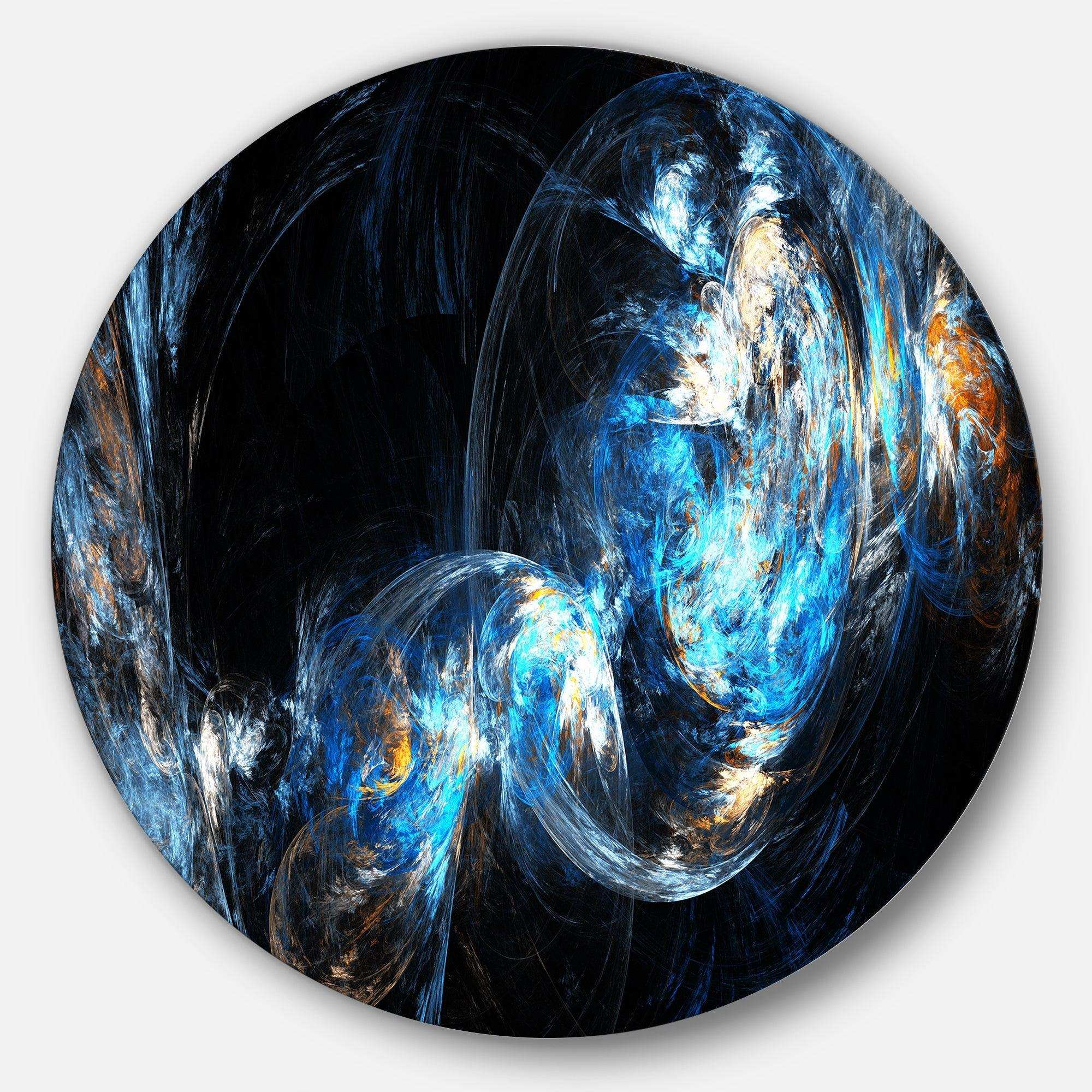 Colored Smoke Blue - Abstract Circle Metal Wall Decor