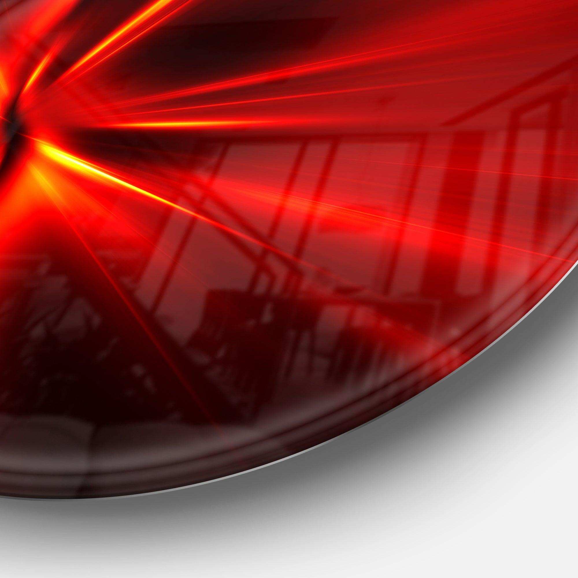 Red and Yellow Rays - Abstract Metal Circle Wall Art