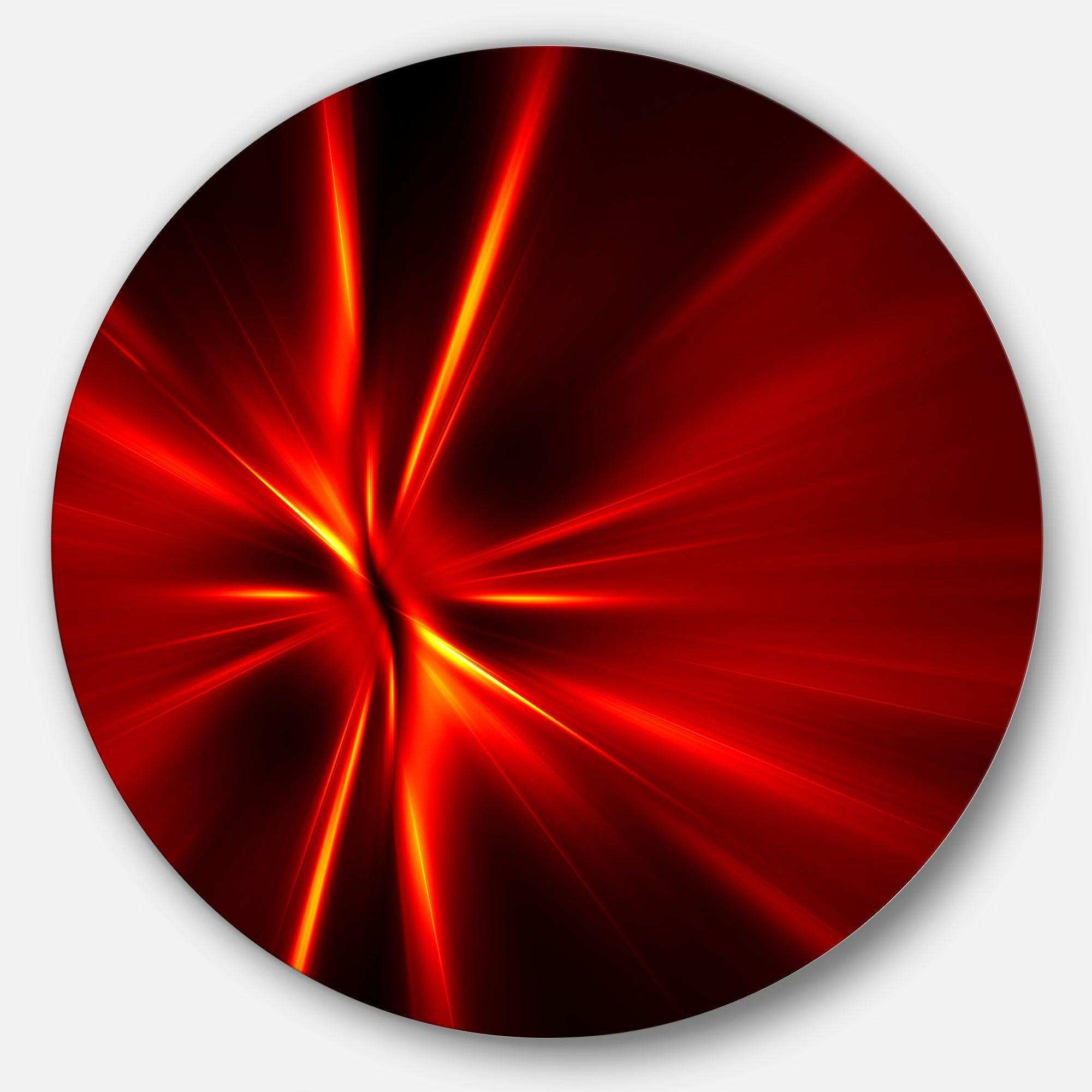 Red and Yellow Rays - Abstract Metal Circle Wall Art