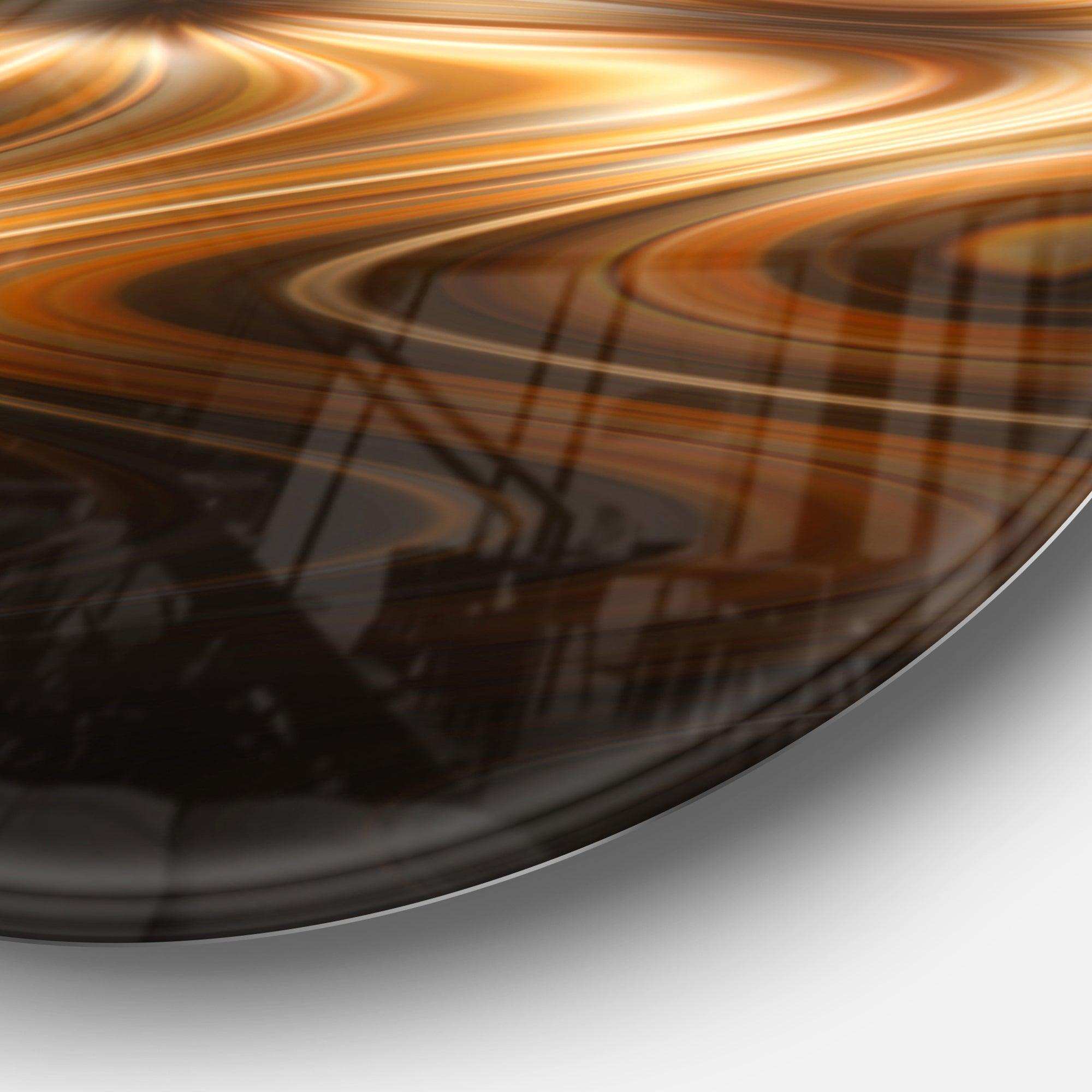 Brown Curved Waves Texture - Abstract Circle Metal Wall Decor