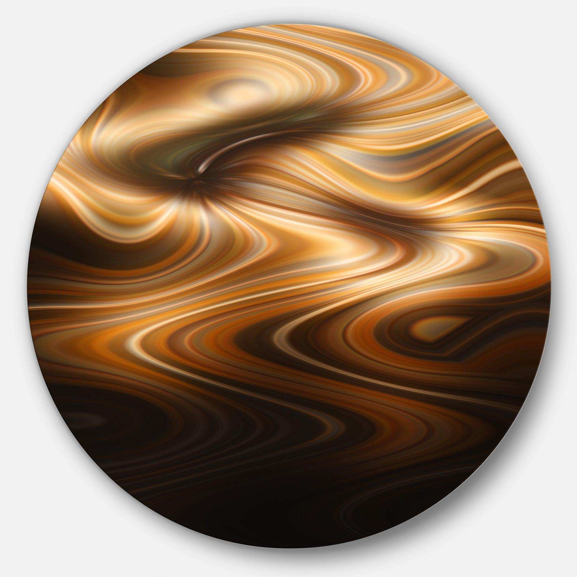 Brown Curved Waves Texture - Abstract Circle Metal Wall Decor