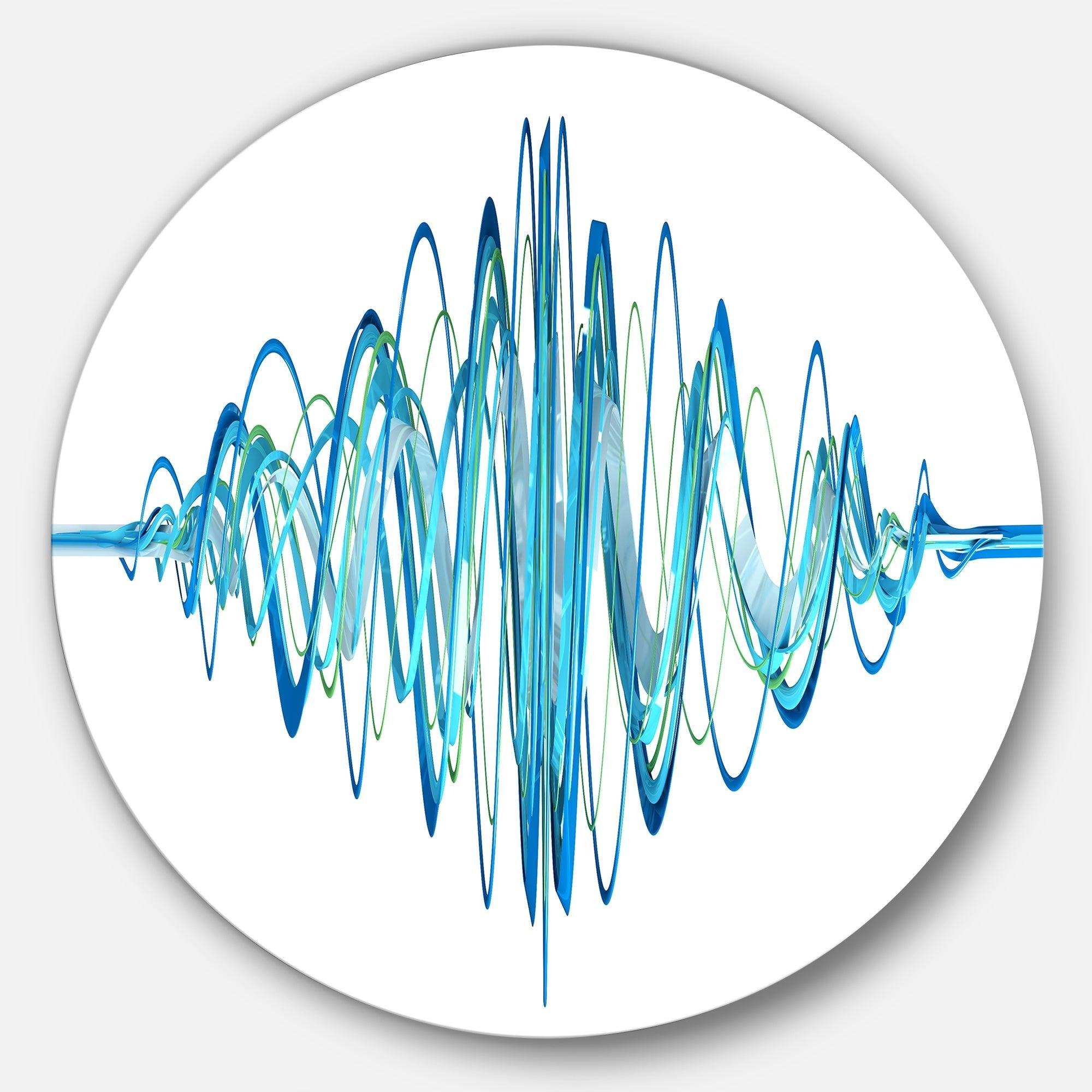 Blue Circled Waves - Abstract Metal Circle Wall Art