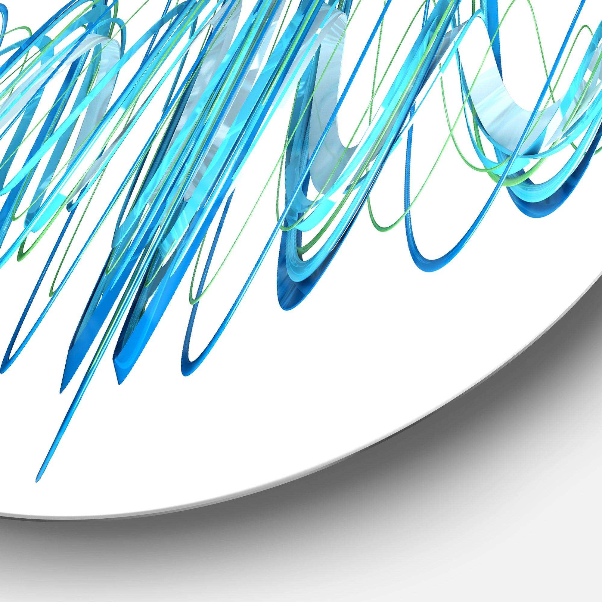 Blue Circled Waves - Abstract Metal Circle Wall Art