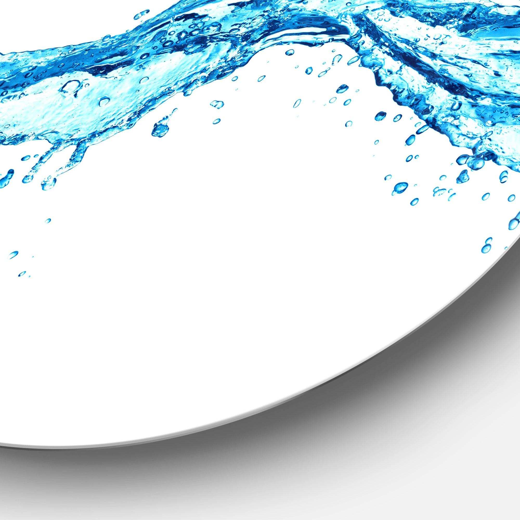 Blue Water Splashes - Abstract Oversized Circle Metal Wall Art