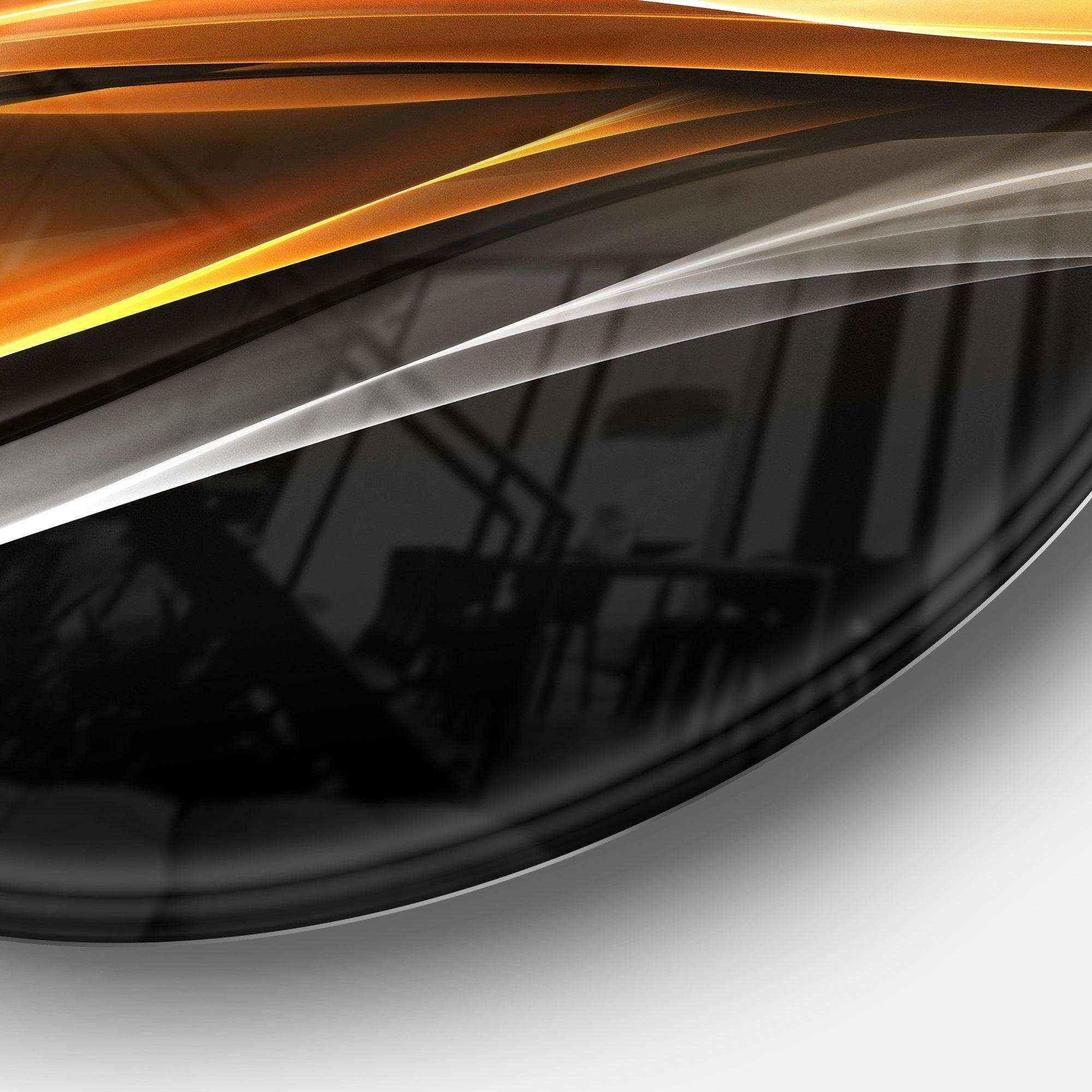 Gold Silver Inward Lines - Abstract Metal Circle Wall Art