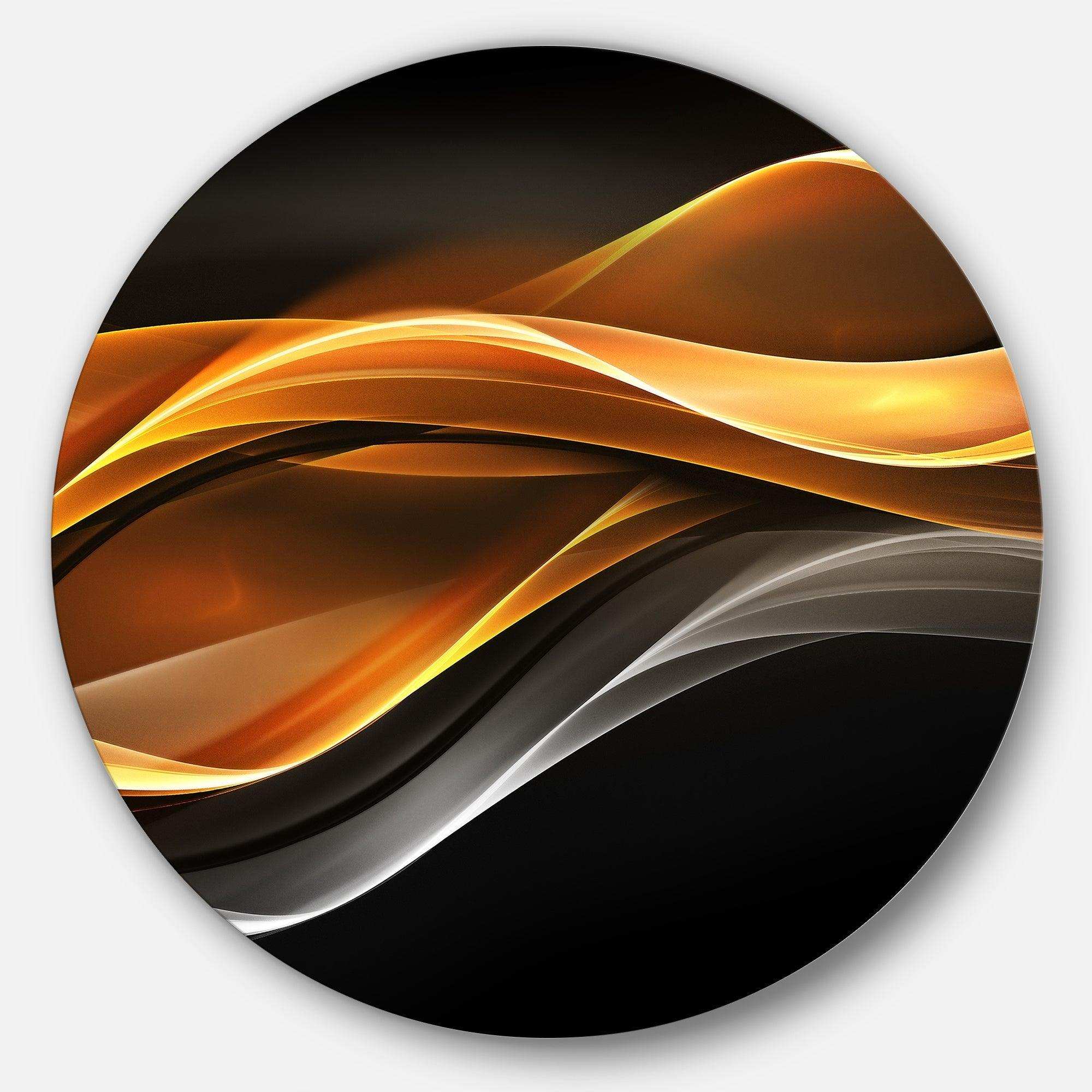 Gold Silver Inward Lines - Abstract Metal Circle Wall Art