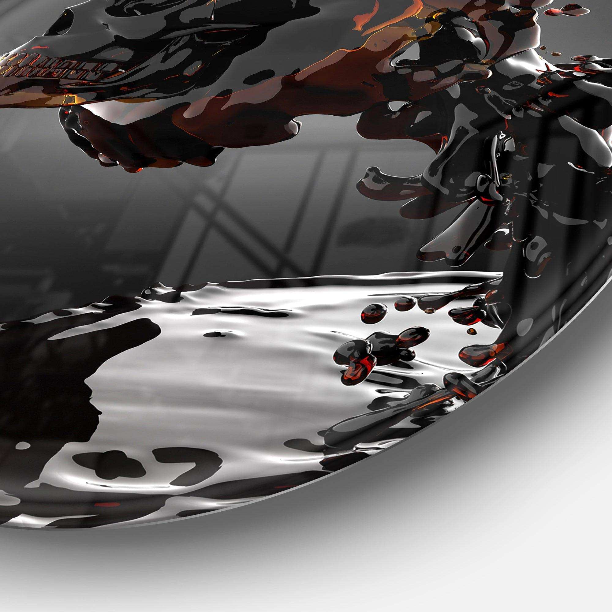 Skull in Liquid - Romantic Round Metal Wall Art