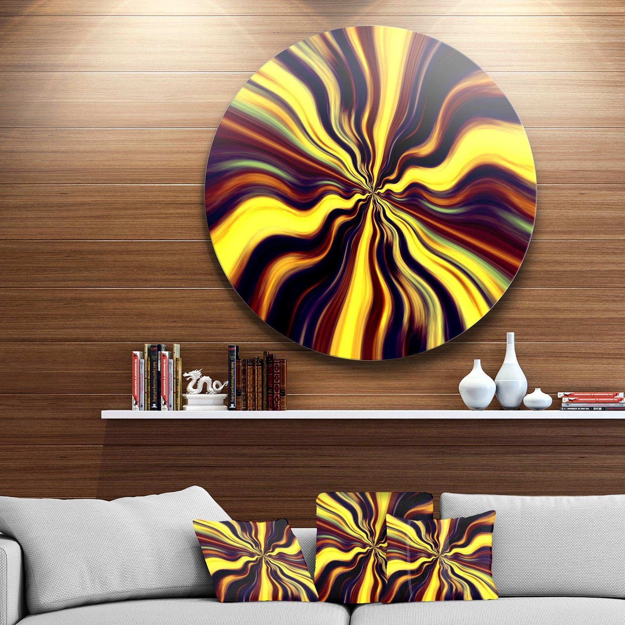Yellow Purple Black Fantasy - Abstract Circle Metal Wall Decor