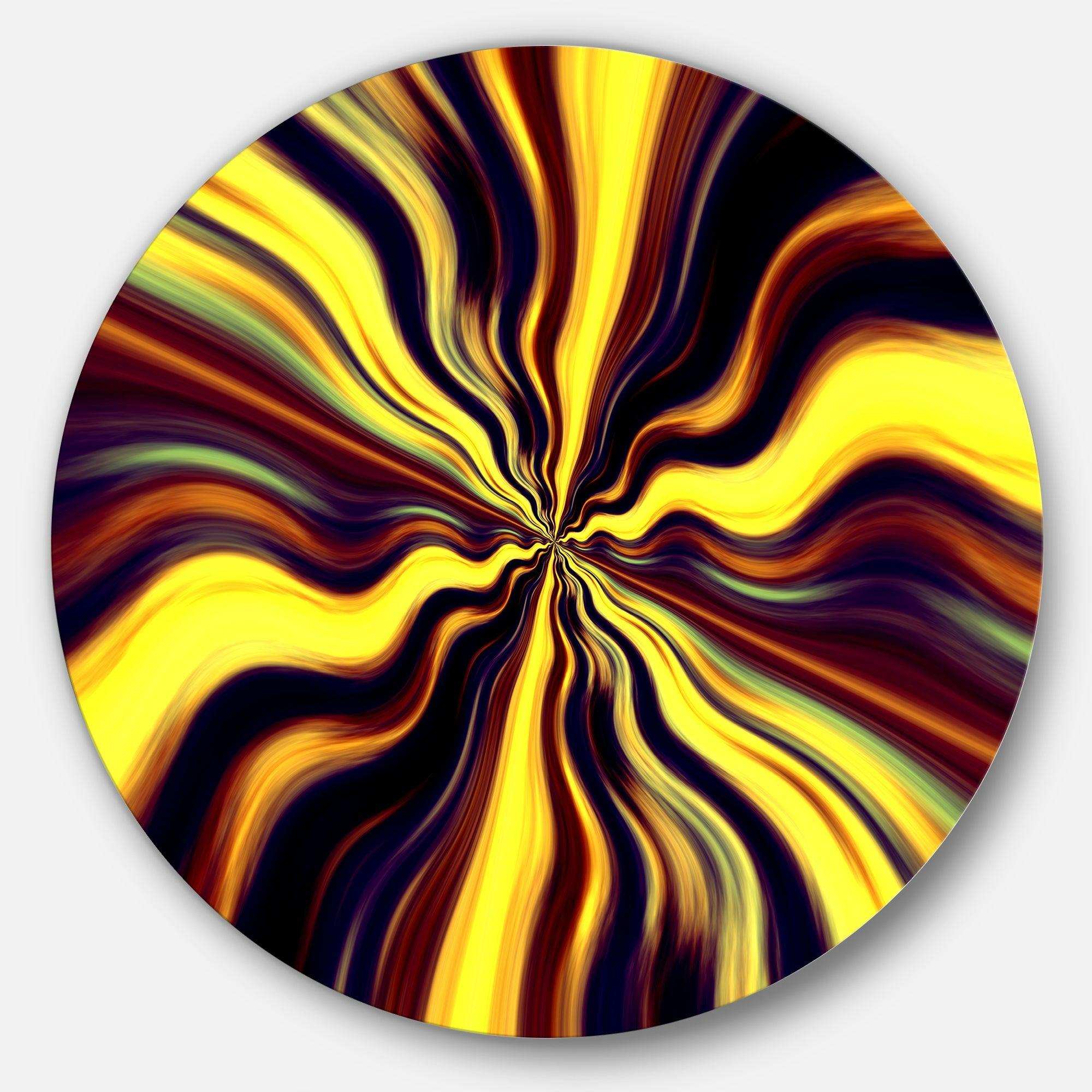 Yellow Purple Black Fantasy - Abstract Circle Metal Wall Decor