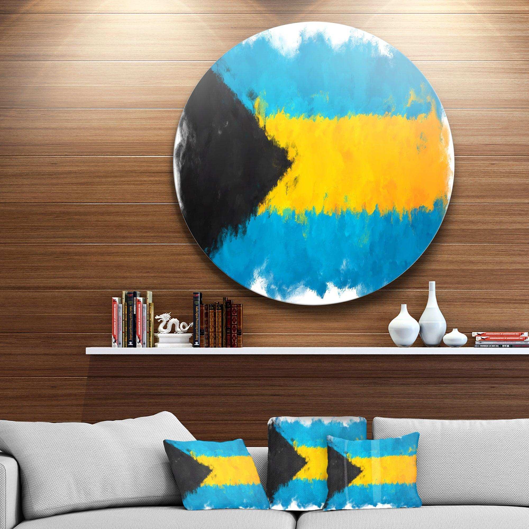 Bahamas Flag - Map Metal Circle Wall Art