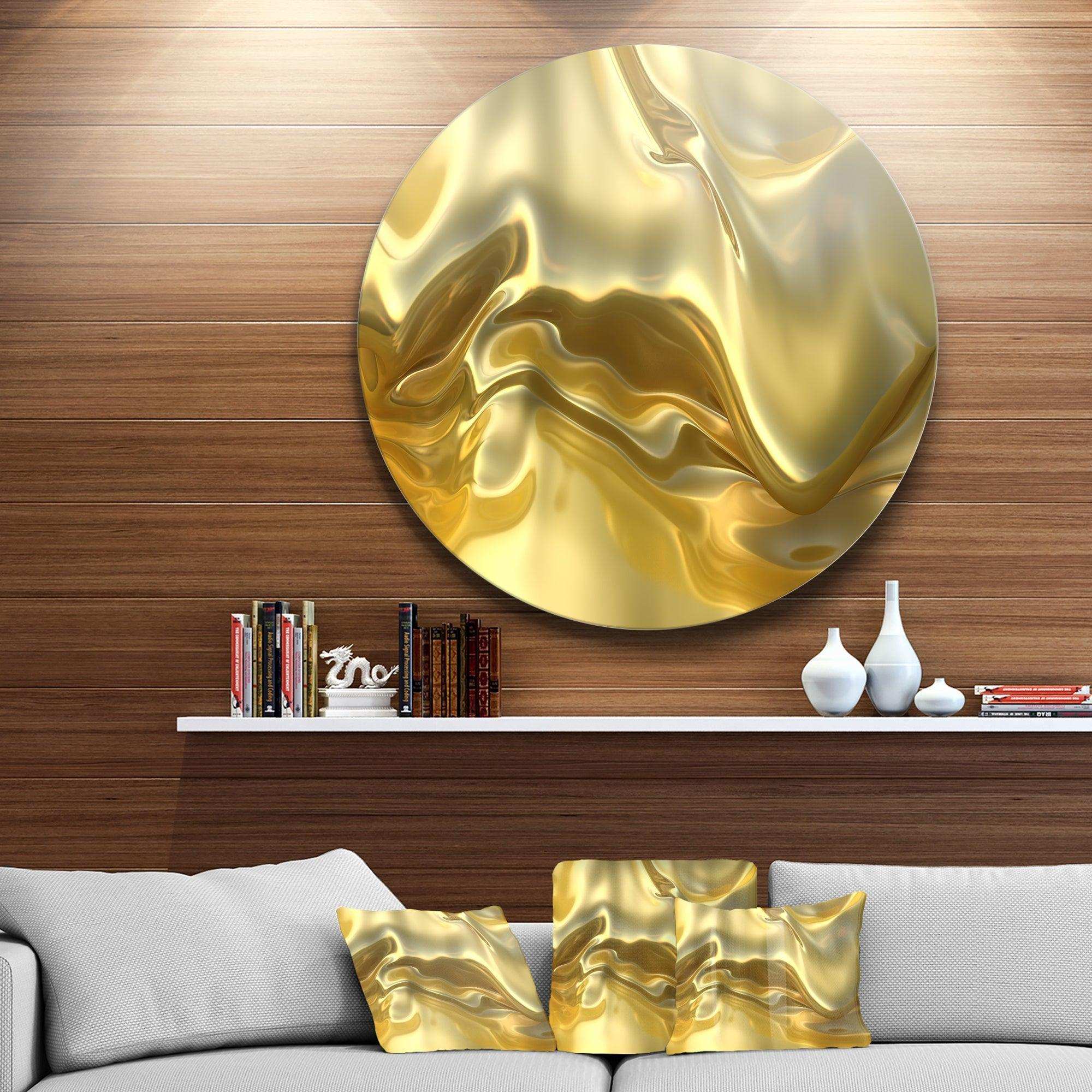 Golden Cloth Texture - Abstract Metal Circle Wall Art