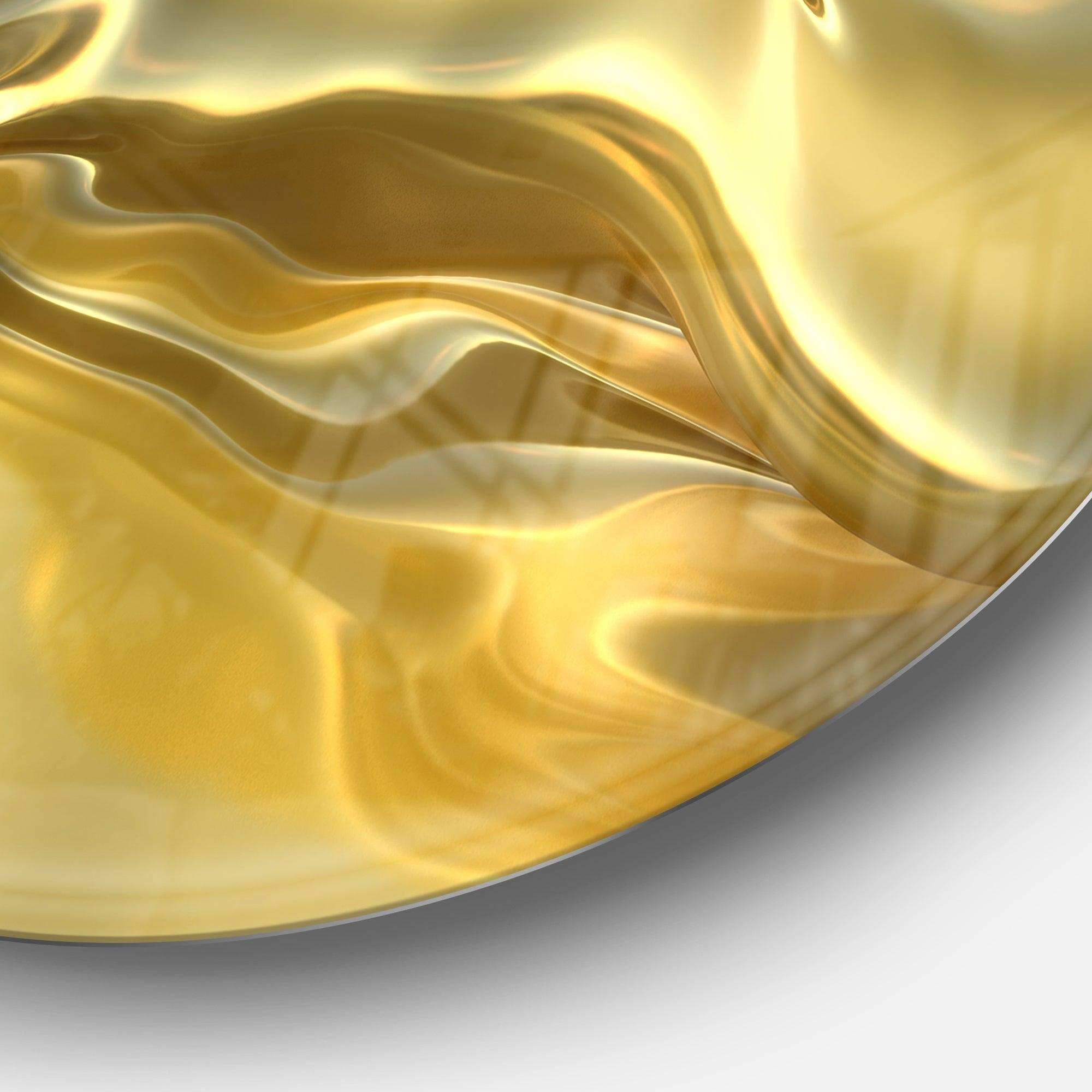 Golden Cloth Texture - Abstract Metal Circle Wall Art