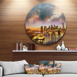 Manhattan at Winter Sunset - Architecture Metal Circle Wall Art