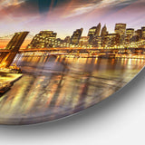 Manhattan at Winter Sunset - Architecture Metal Circle Wall Art