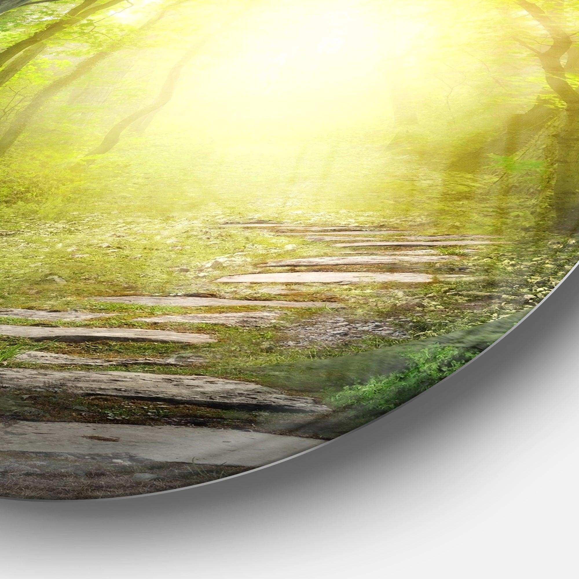 Magic Green Forest - Landscape Photography Metal Circle Wall Art