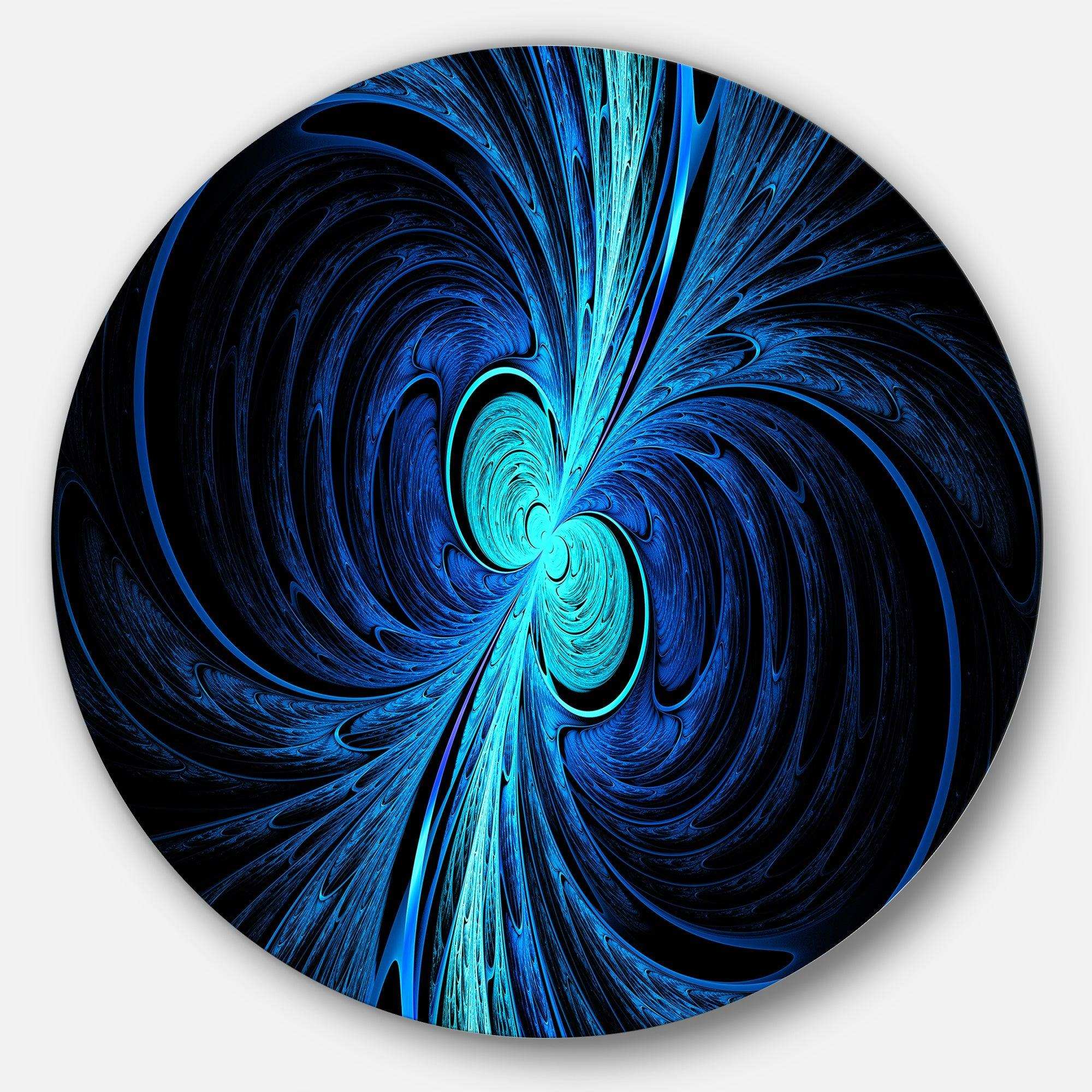 Blue Fractal - Abstract Circle Metal Wall Decor