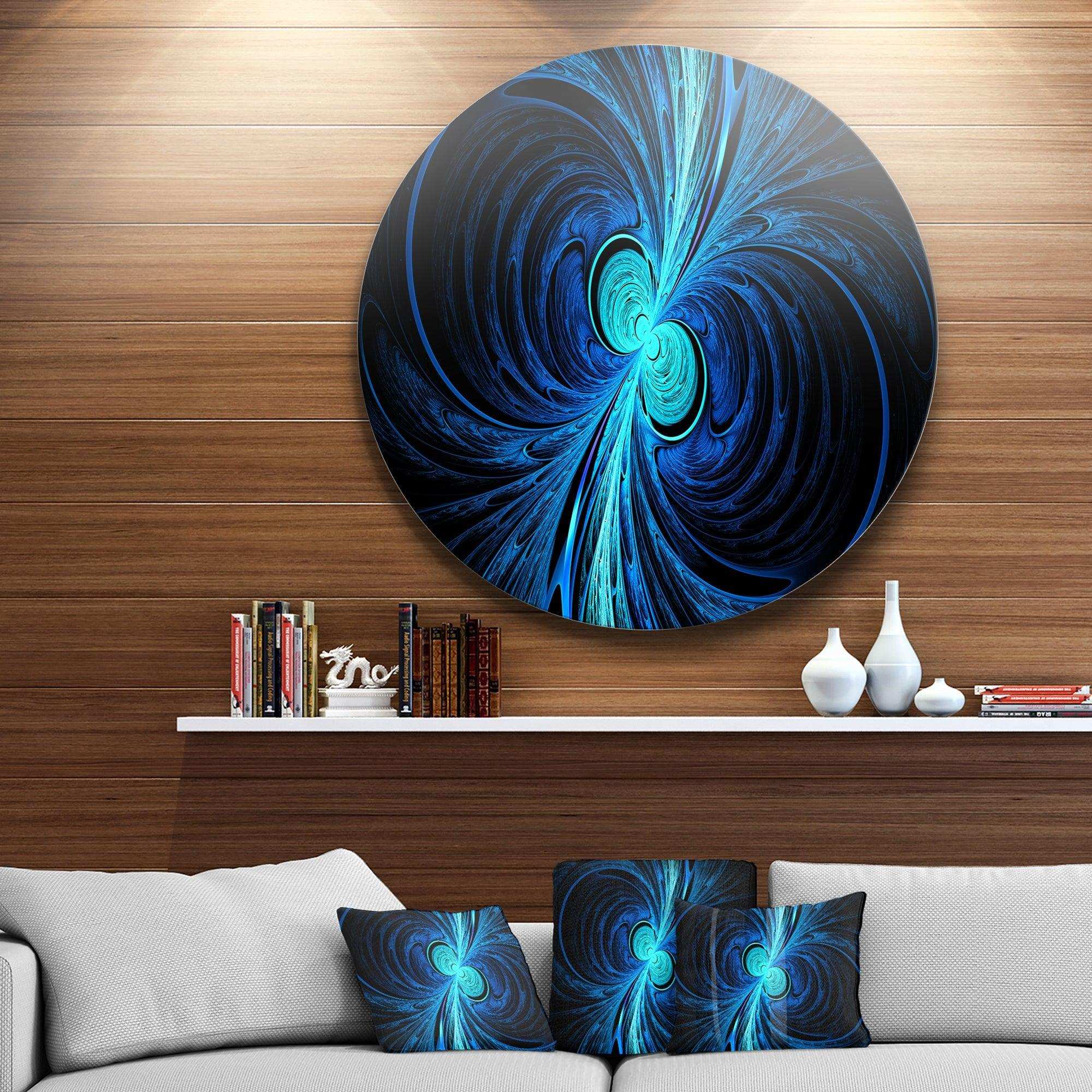 Blue Fractal - Abstract Circle Metal Wall Decor