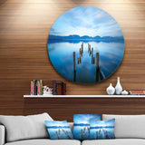 Deep into the Sea Pier - Sea & Shore Round Metal Wall Art