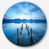 Deep into the Sea Pier - Sea & Shore Round Metal Wall Art