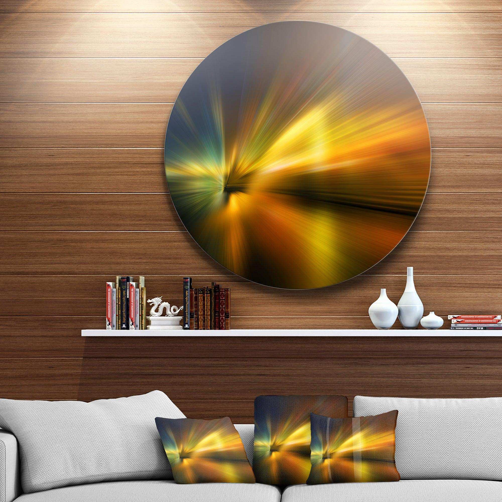 Blue Over Gold Texture - Abstract Circle Metal Wall Decor