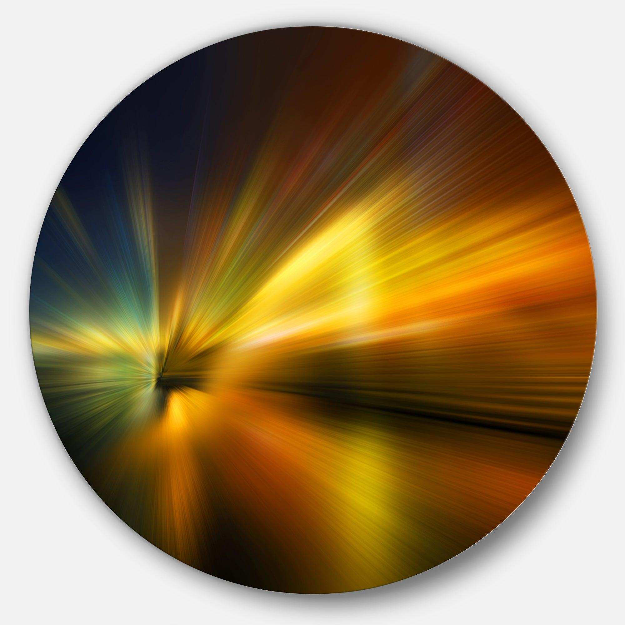 Blue Over Gold Texture - Abstract Circle Metal Wall Decor