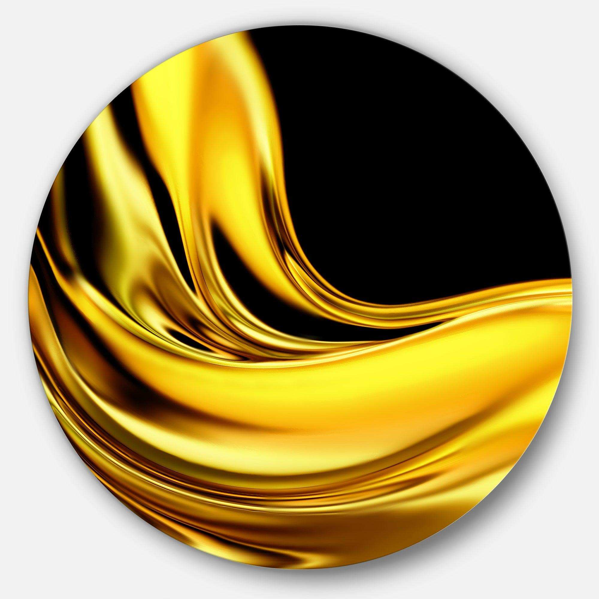 Yellow Gold Texture Pattern - Abstract Metal Circle Wall Art