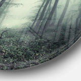 Trail Through Dark Forest - Landscape Round Metal Wall Art