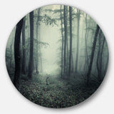 Trail Through Dark Forest - Landscape Round Metal Wall Art