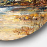 Stream in Forest Oil - Landscape Metal Circle Wall Art