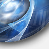 Fractal Lighting in Dark Blue - Abstract Oversized Circle Metal Wall Art