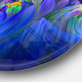 Blue Fractal Flower Bouquet - Floral Large Metal Circle Wall Art