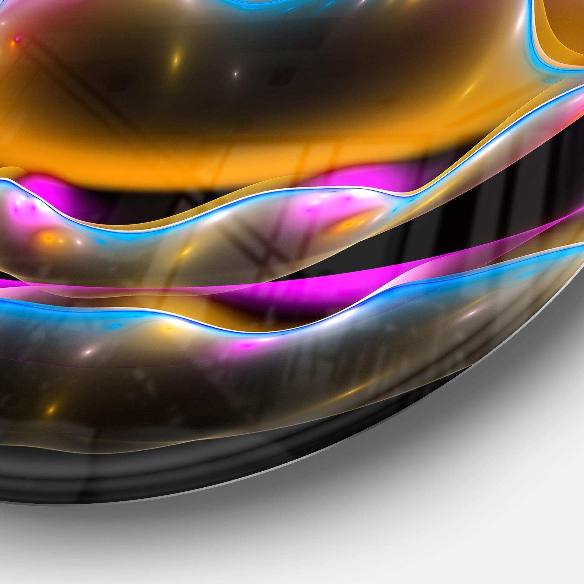 Colorful Fractal Flower in Dark - Floral Circle Metal Wall Decor