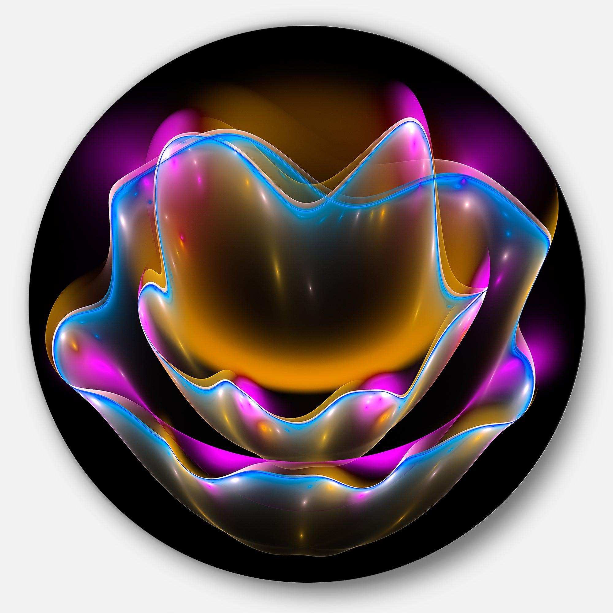 Colorful Fractal Flower in Dark - Floral Circle Metal Wall Decor