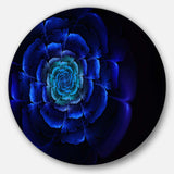 Fractal Silver Blue in Dark - Floral Circle Metal Wall Decor