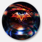 Woman Eye with Fractal Star - Abstract Metal Circle Wall Art