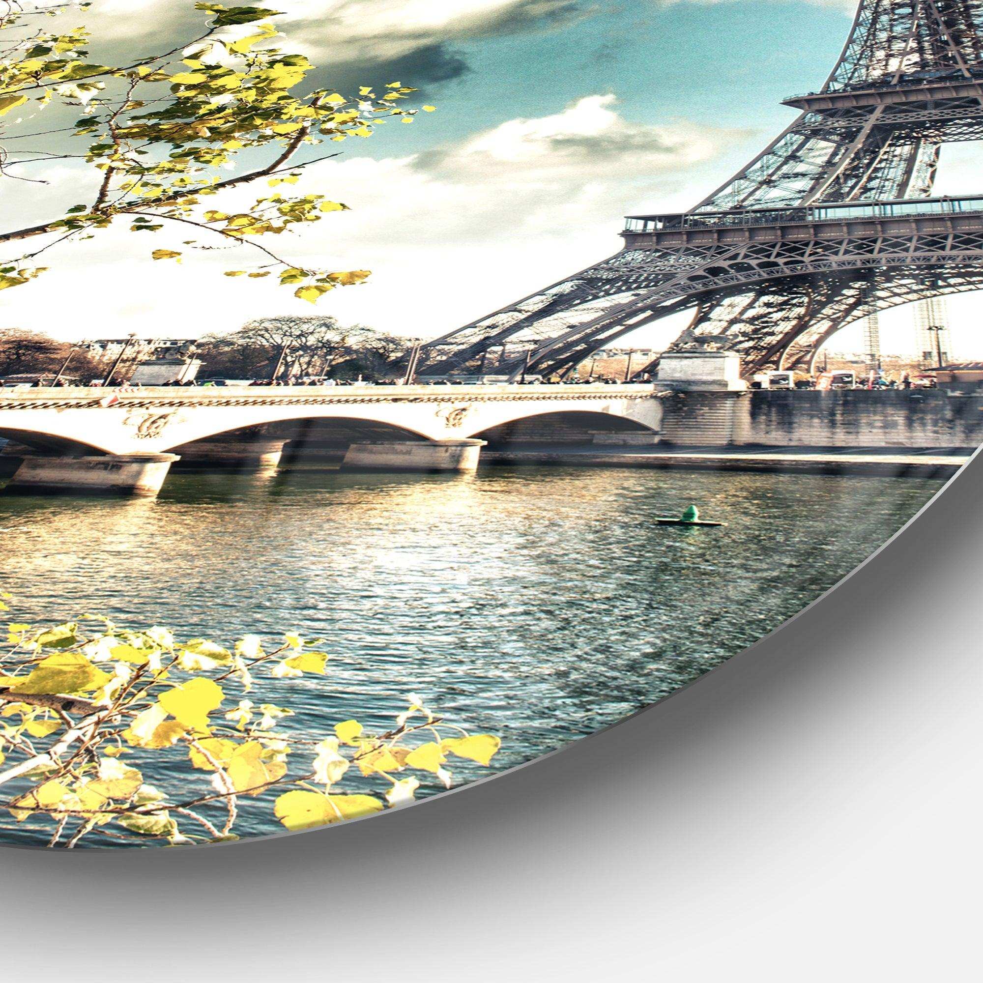 Vegetation Near Paris Eiffel Tower - Architecture Round Metal Wall Art