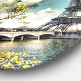 Vegetation Near Paris Eiffel Tower - Architecture Round Metal Wall Art