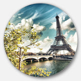 Vegetation Near Paris Eiffel Tower - Architecture Round Metal Wall Art