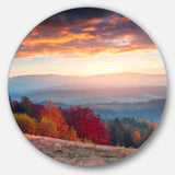 Sunrise in Carpathian Mountains - Landscape Photography Circle Metal Wall Decor