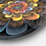 Fractal Flower Macro Close up - Floral Circle Metal Wall Decor