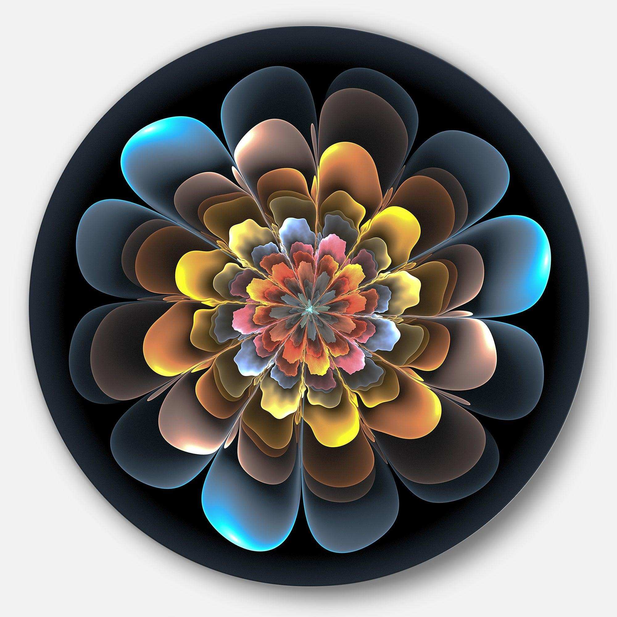 Fractal Flower Macro Close up - Floral Circle Metal Wall Decor