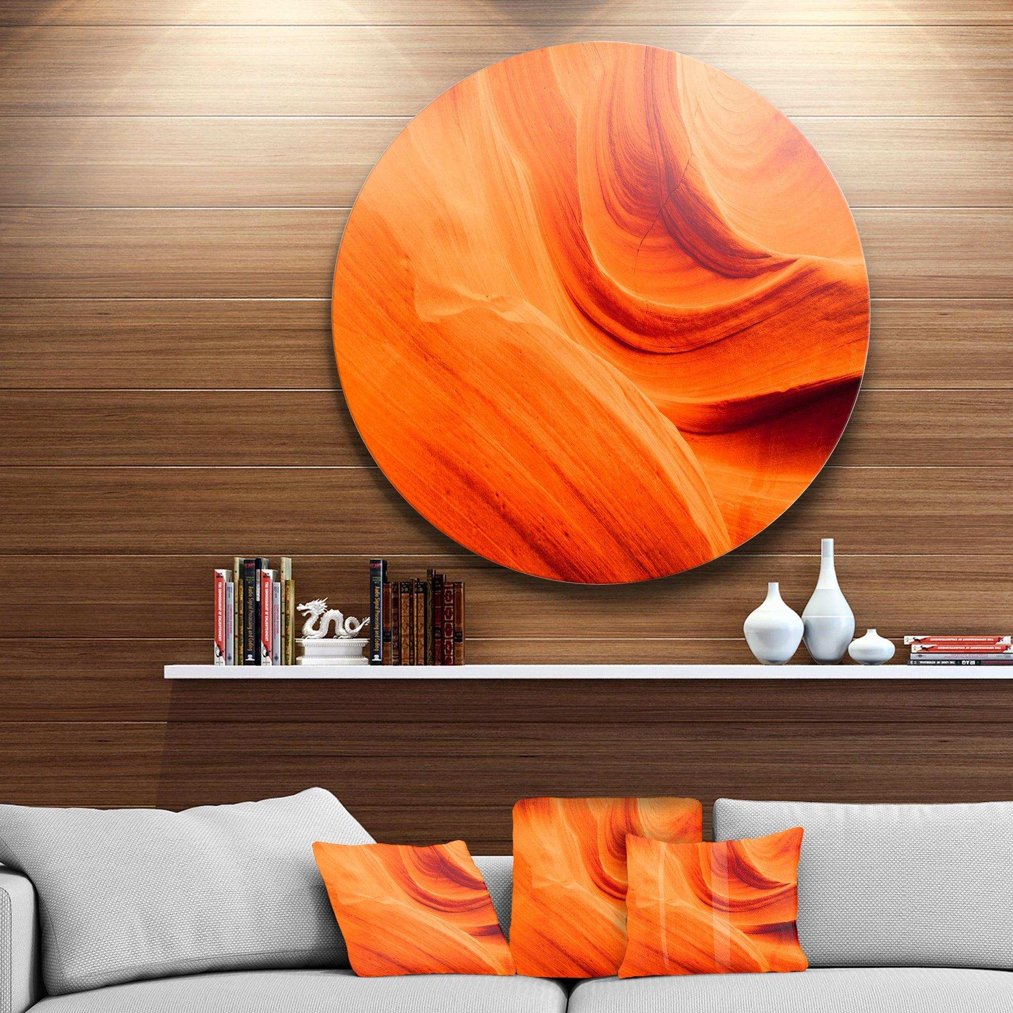 Orange Upper Antelope Canyon - Landscape Photography Circle Metal Wall Decor