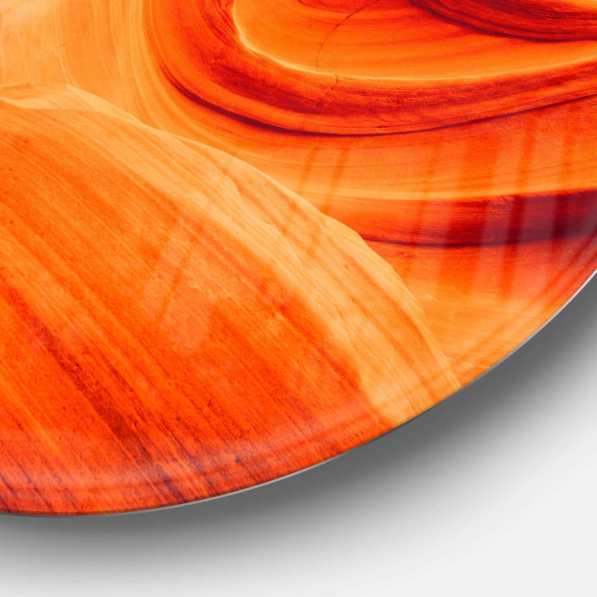 Orange Upper Antelope Canyon - Landscape Photography Circle Metal Wall Decor