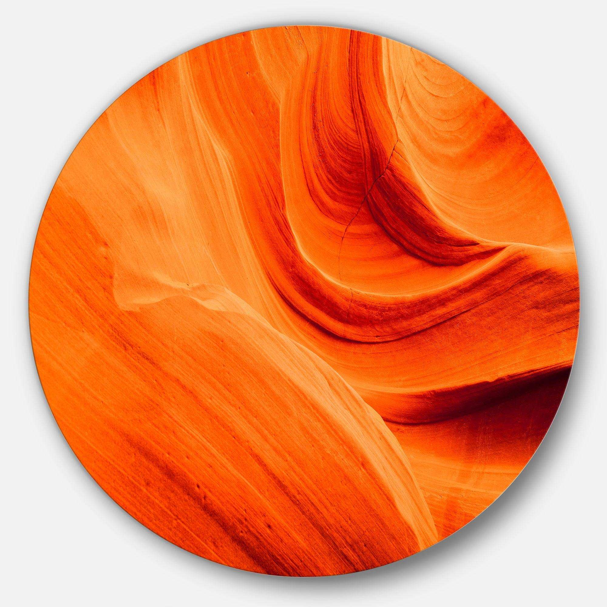 Orange Upper Antelope Canyon - Landscape Photography Circle Metal Wall Decor