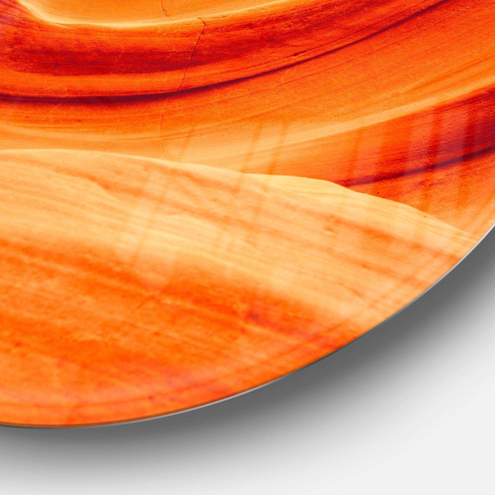 Antelope Canyon Orange Wall - Landscape Photography Oversized Circle Metal Wall Art