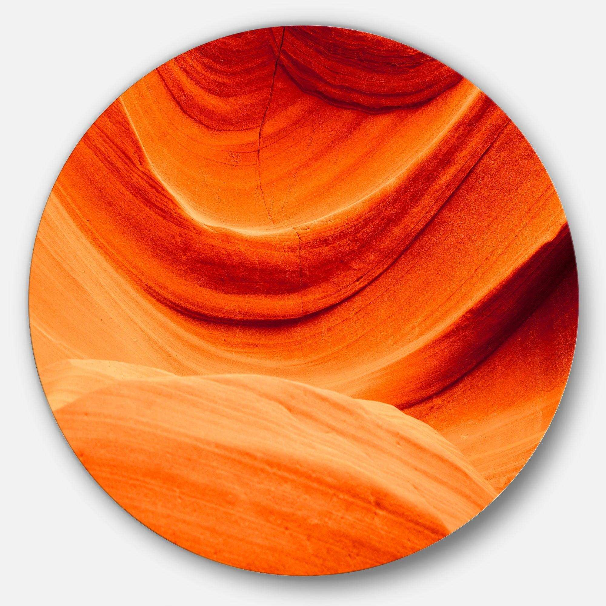 Antelope Canyon Orange Wall - Landscape Photography Oversized Circle Metal Wall Art