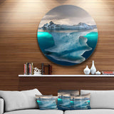 Large Iceberg in Sea - Seascape Photography Round Metal Wall Art