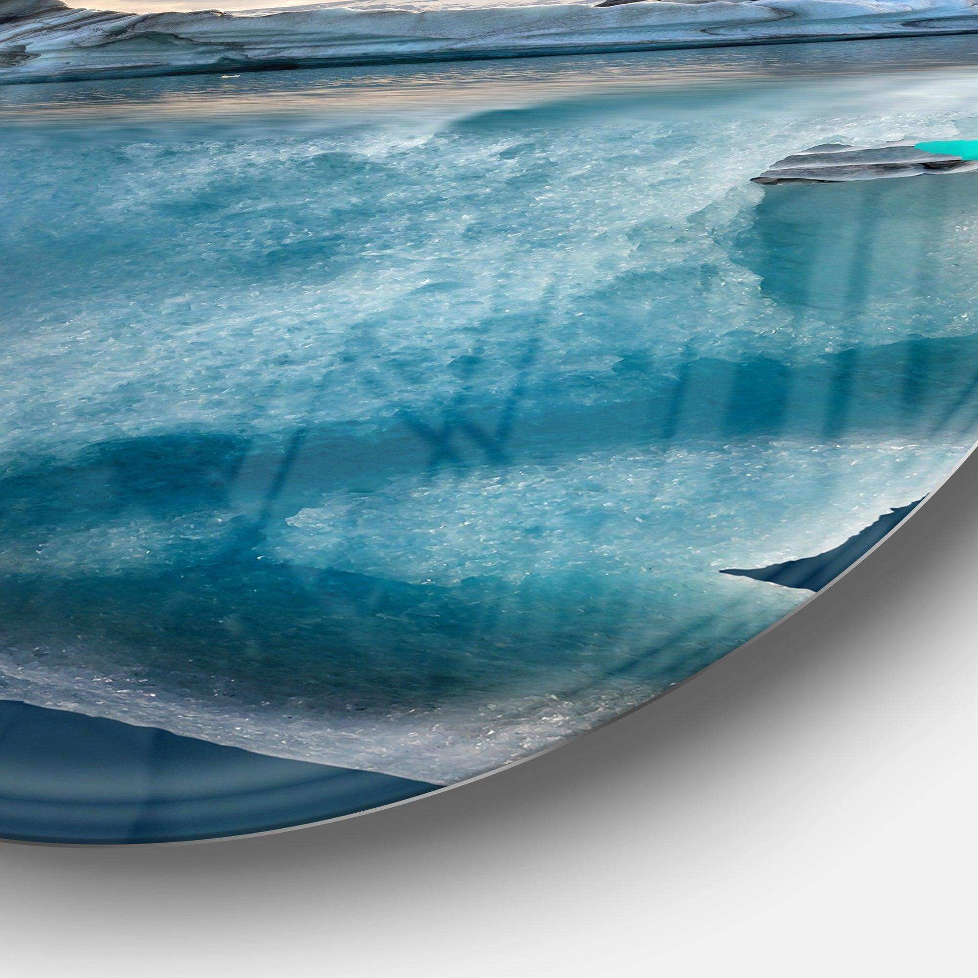 Large Iceberg in Sea - Seascape Photography Round Metal Wall Art