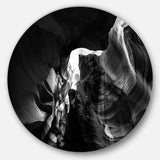 Black and White Antelope Canyon - Landscape Photography Circle Metal Wall Decor